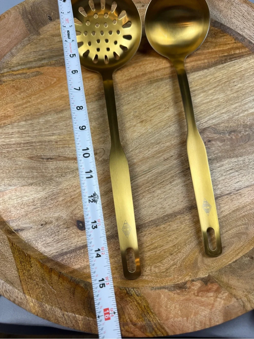 Joe Hale Gold Ladle & Slotted Serving Spoon 2 Piece Set